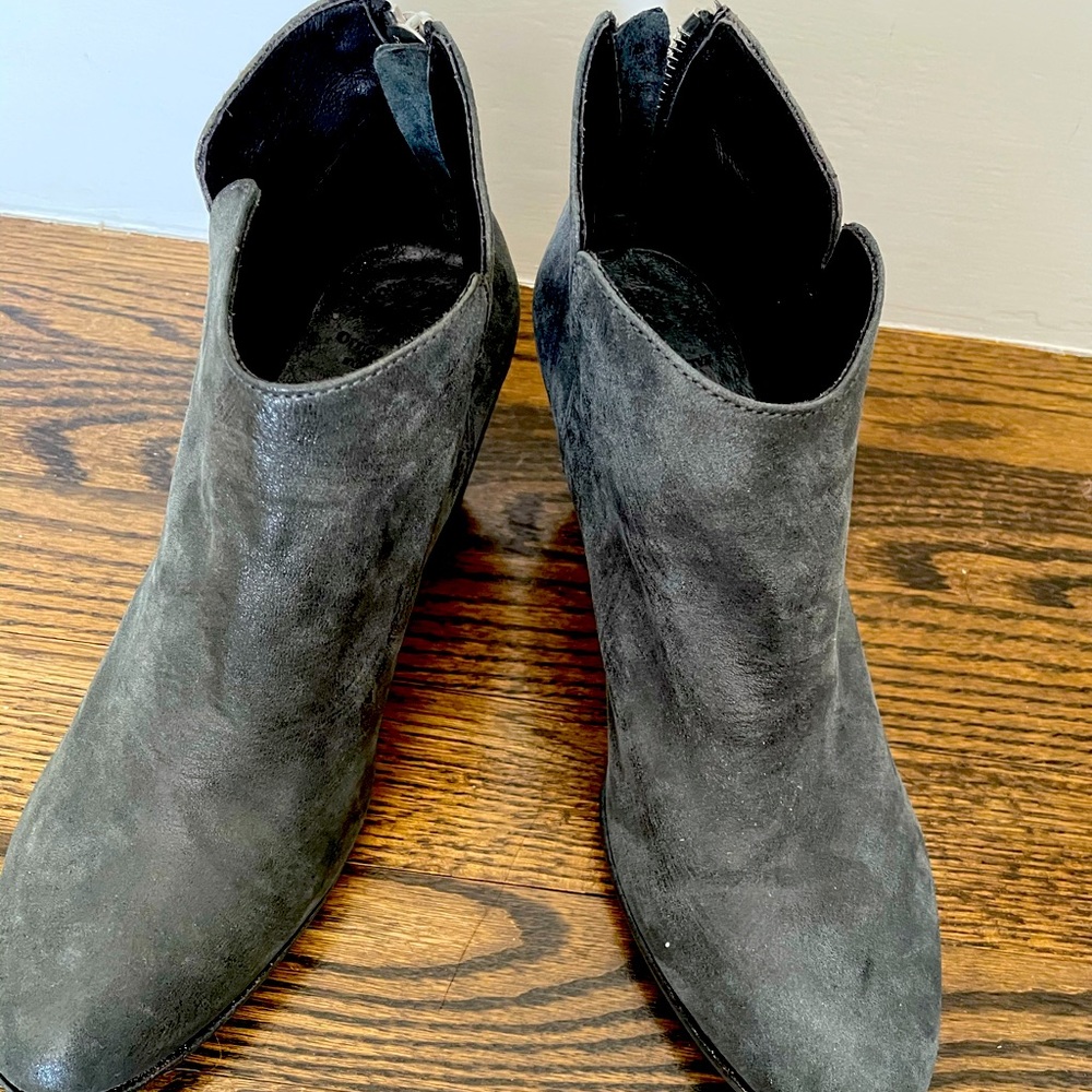 Grey leather booties